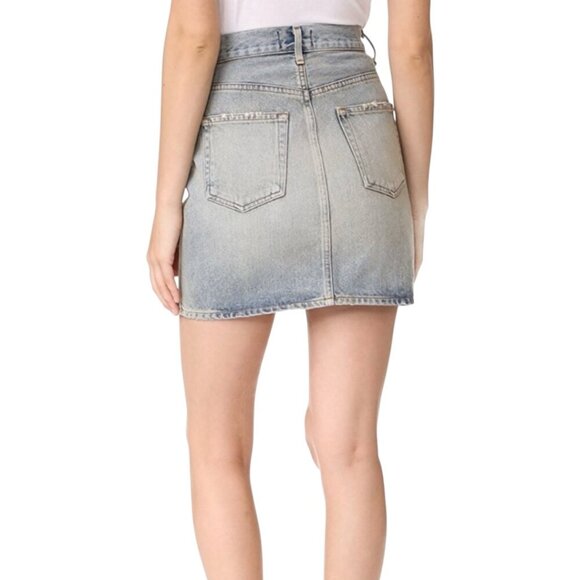 New Agolde Kat 80s Denim Mini Skirt 25 In Parking Lot Blue High Rise Y2K Retro - Picture 5 of 14